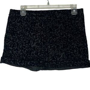 Women's L Fleur De Lis Trouser Shorts Black Whimsigoth Victorian Grunge Goth